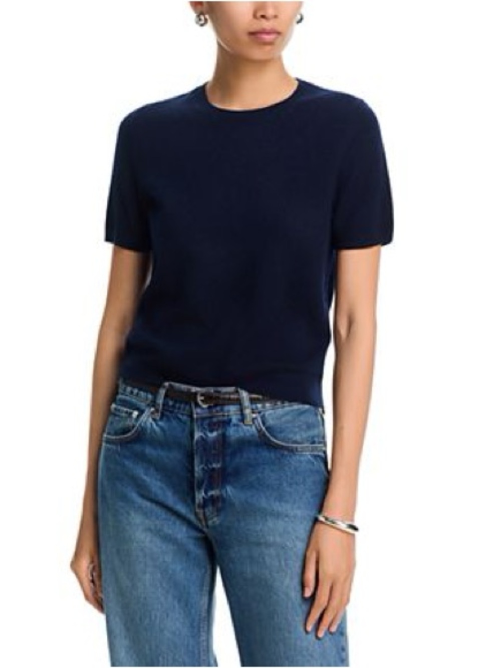 NAADAM Short Sleeve Cashmere Black Crewneck Sweater